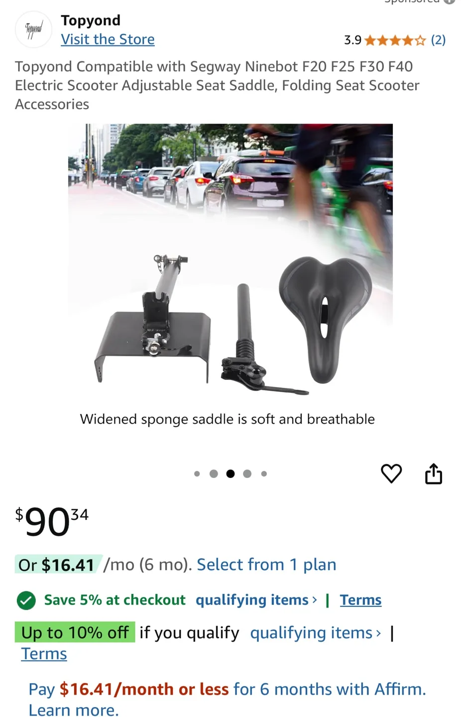 Topyond Segway Ninebot Scooter Seat & Accessories image indicator(3)