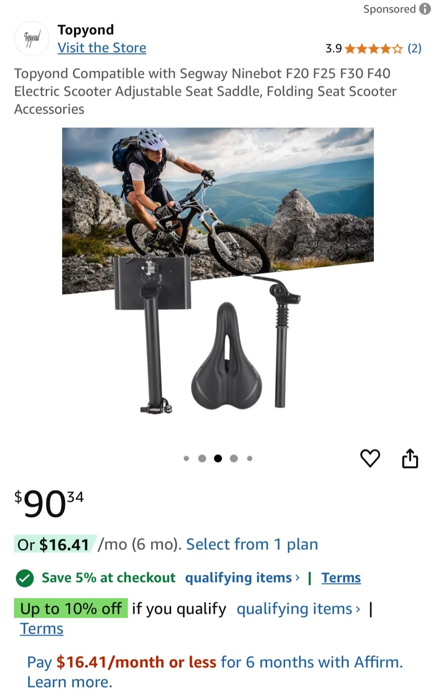 Topyond Segway Ninebot Scooter Seat & Accessories image indicator(4)