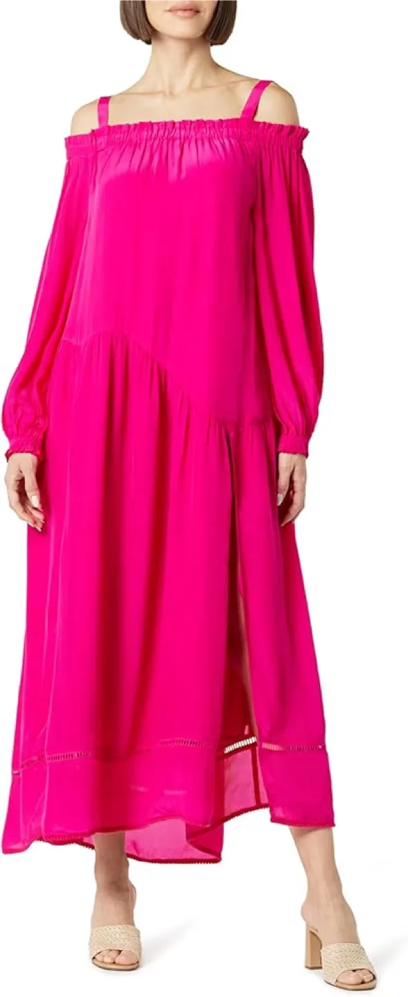 New womens Long Sleeve Convertible Strapless Tiered Maxi Dress-M image indicator(5)