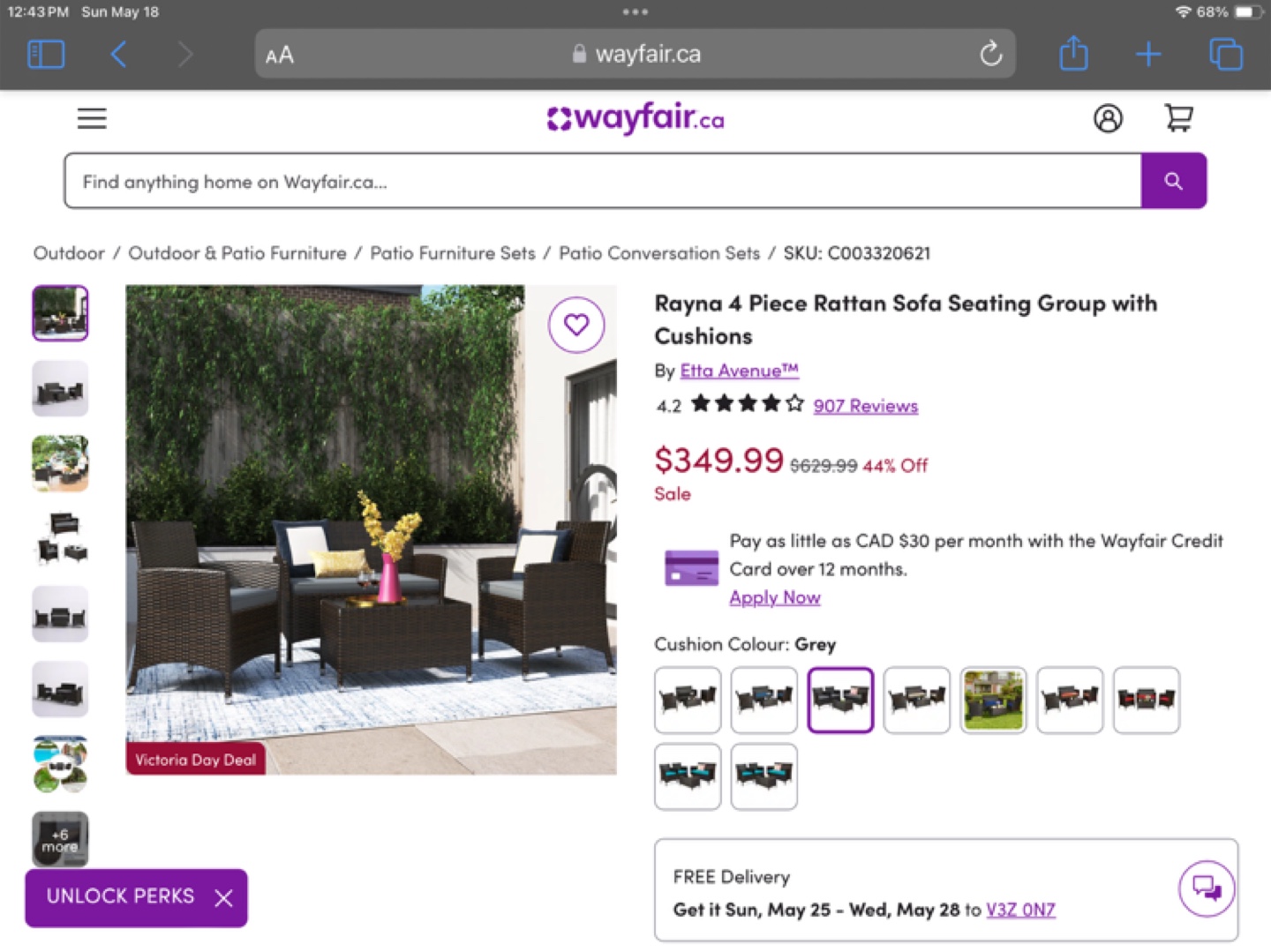 Rayna 4 Piece Rattan Sofa Seating Group with Cushions