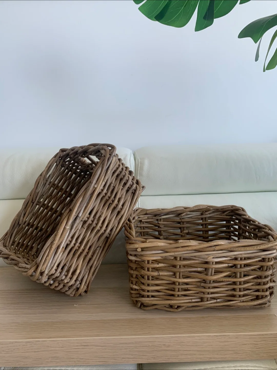 “Pottery Barn” Set of 2 rectangular wicker baskets thumbnail