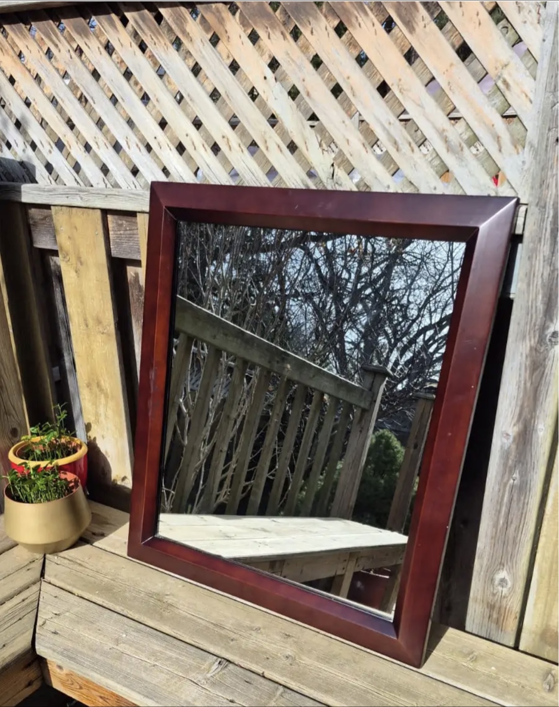 Dark Brown Framed Wall Mirror