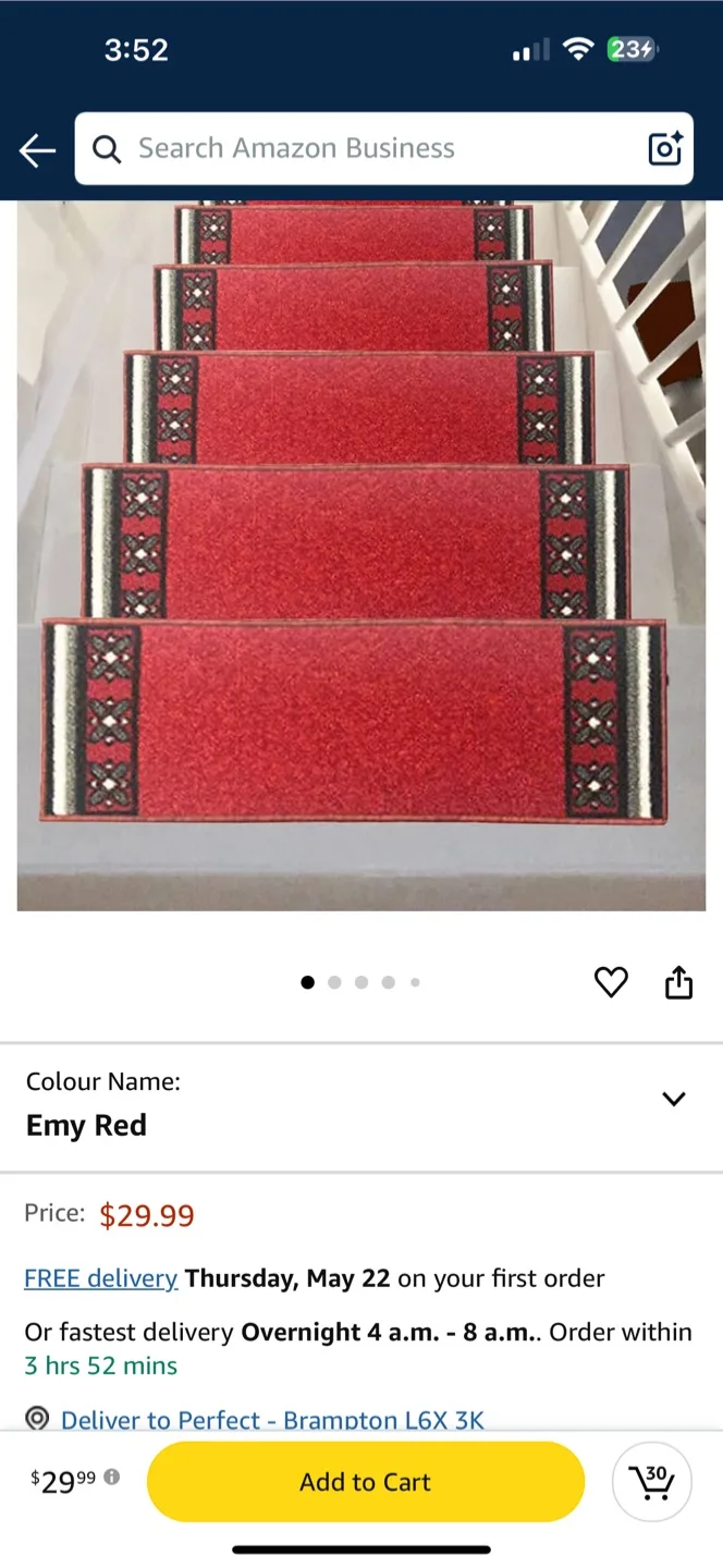 Red Carpet Stair Treads - Non-Slip, Modern Design-7 peice thumbnail
