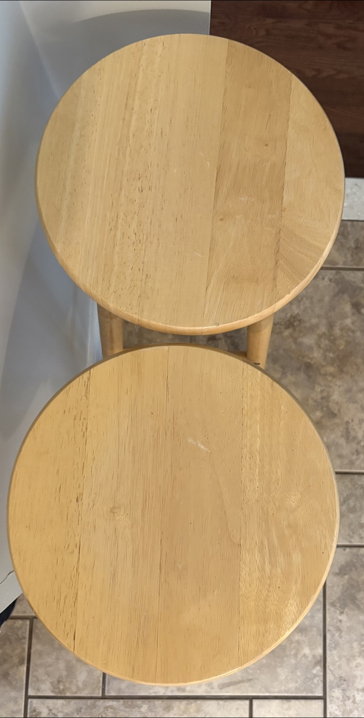 Wooden Pine Stools Chairs Set of 2 - photo 2