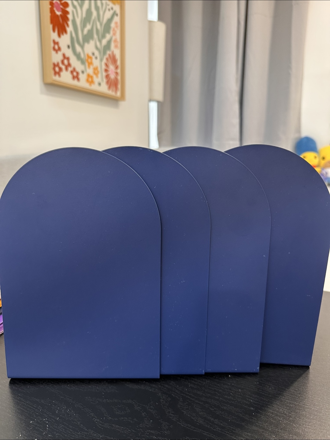 Set of Four Dark Blue Metal Bookends - photo 2