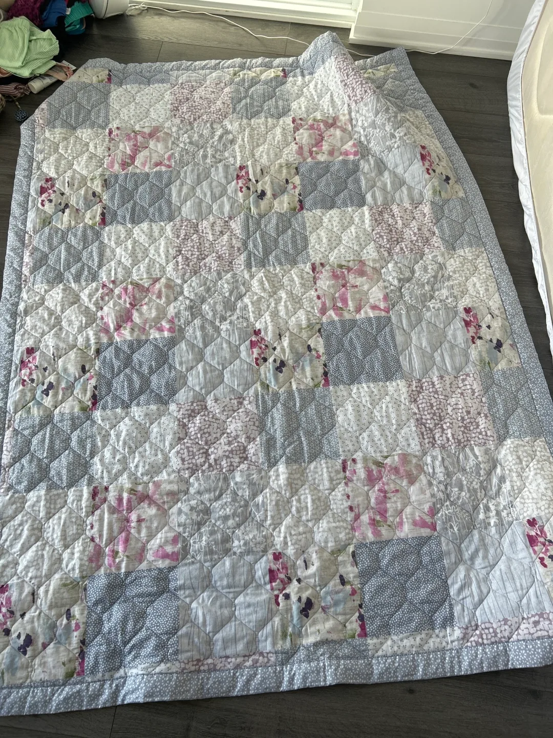 Next Patchwork Quilt - Grey and Pink Floral thumbnail