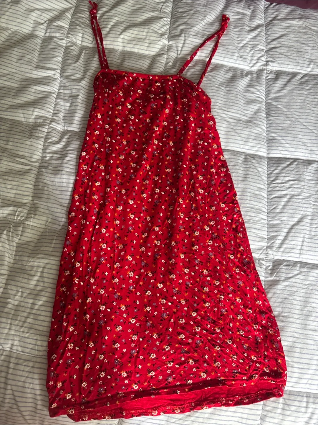 Red floral Nasty Gal sundress thumbnail