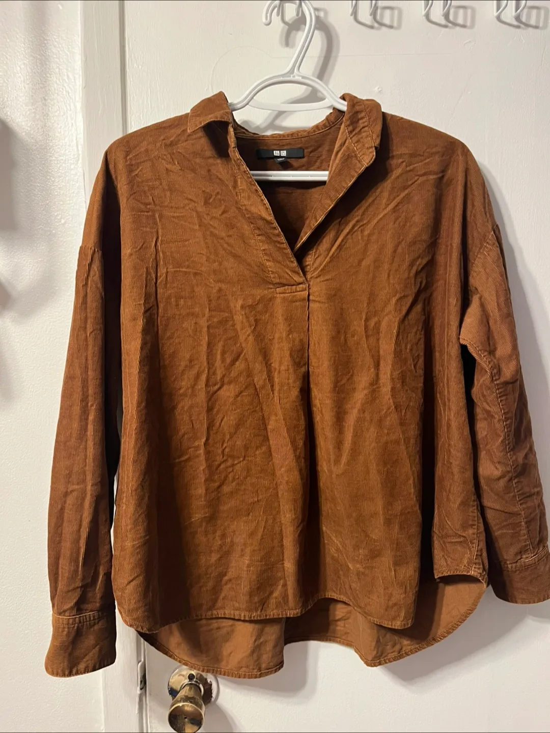 UNIQLO Brown Corduroy Collared Shirt - Size M thumbnail