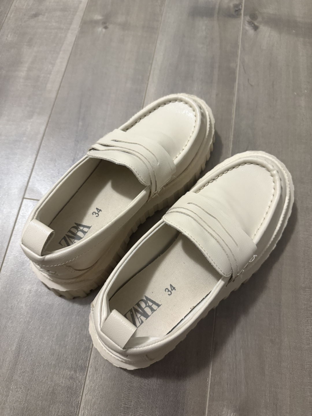 Zara Cream-Colored Platform Loafers - Size 34 - photo 2