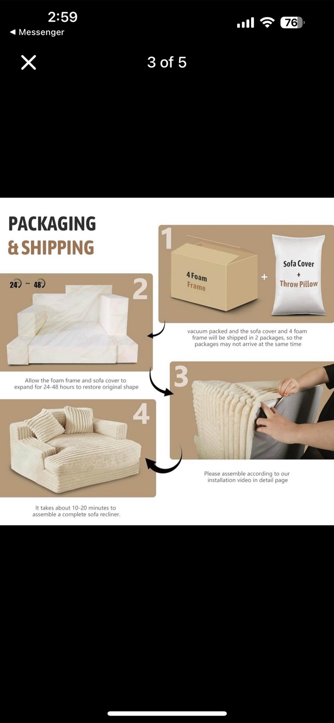 Cream-Colored Sofa with Pillows - photo 3