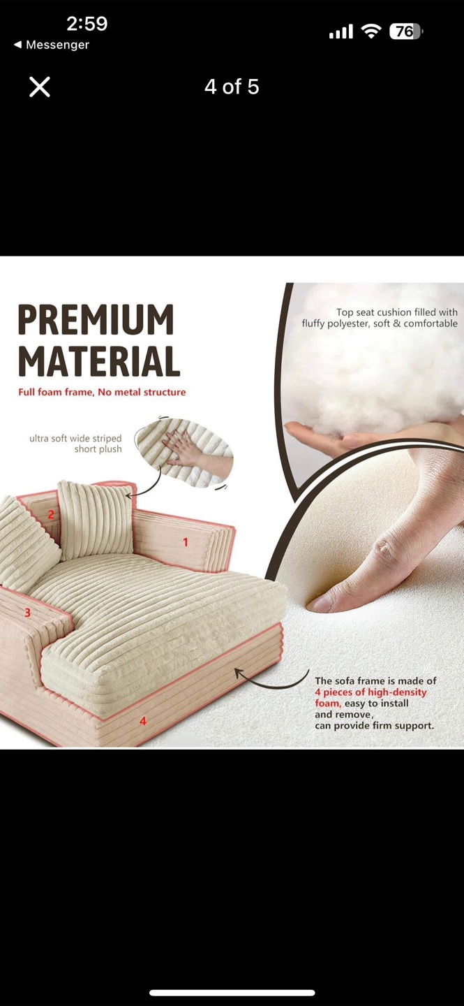 Cream-Colored Sofa with Pillows - photo 4