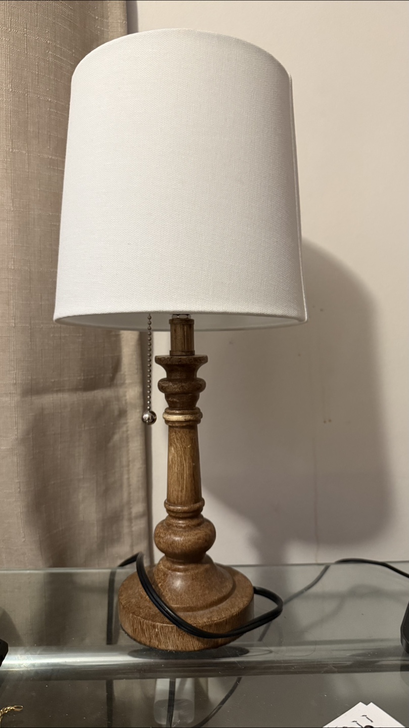 Wooden Table Lamp with White Shade