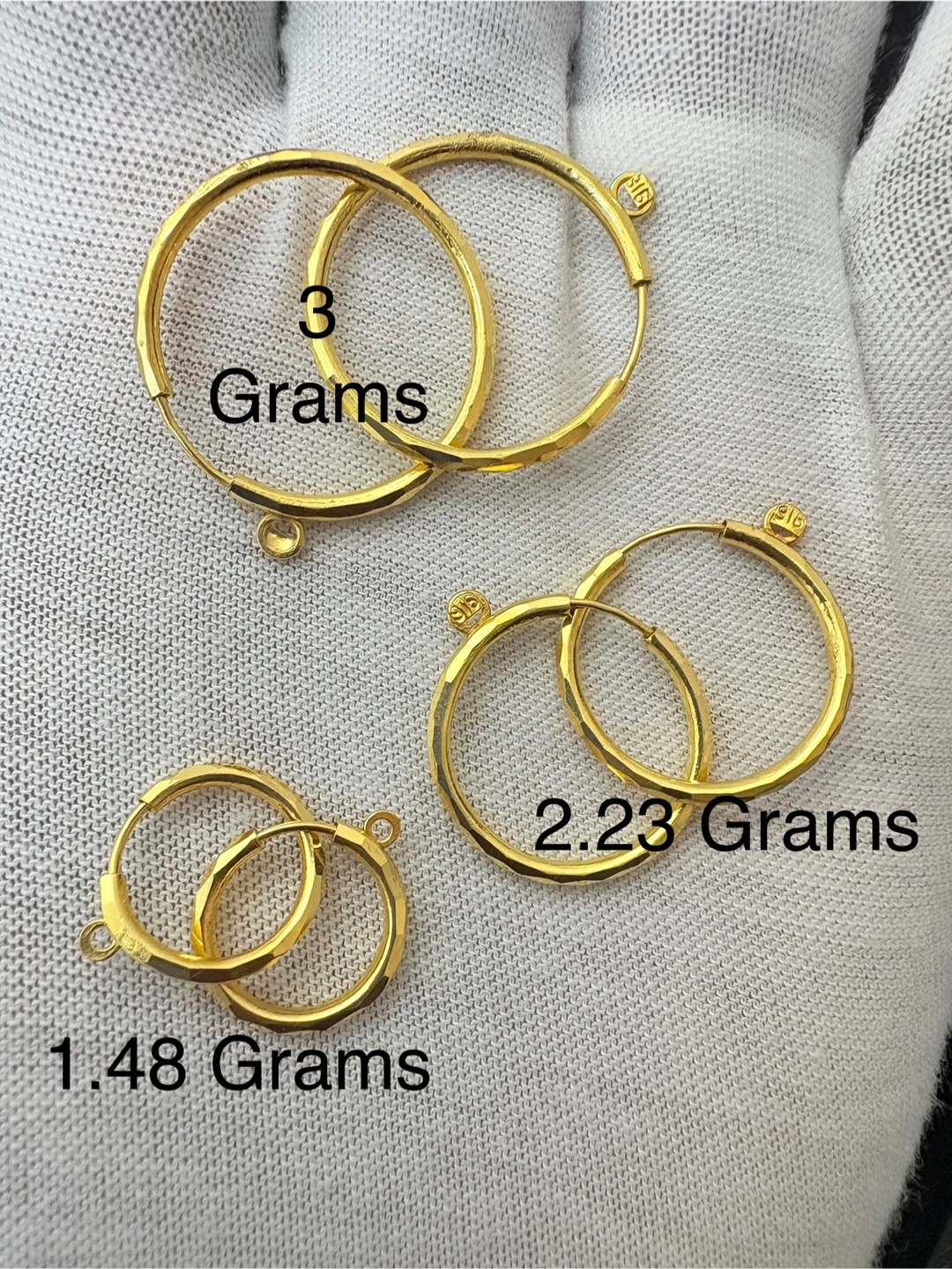 22K Gold Hoops style Earrings ( 916 Hallmark Earrings )