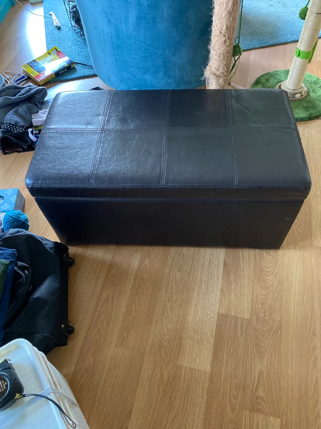 Black Faux Leather Storage Ottoman thumbnail