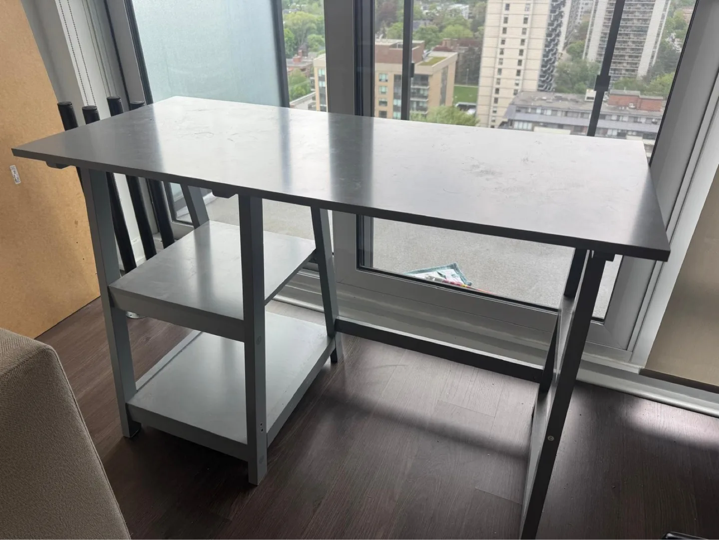 Grey Desk with Shelf thumbnail