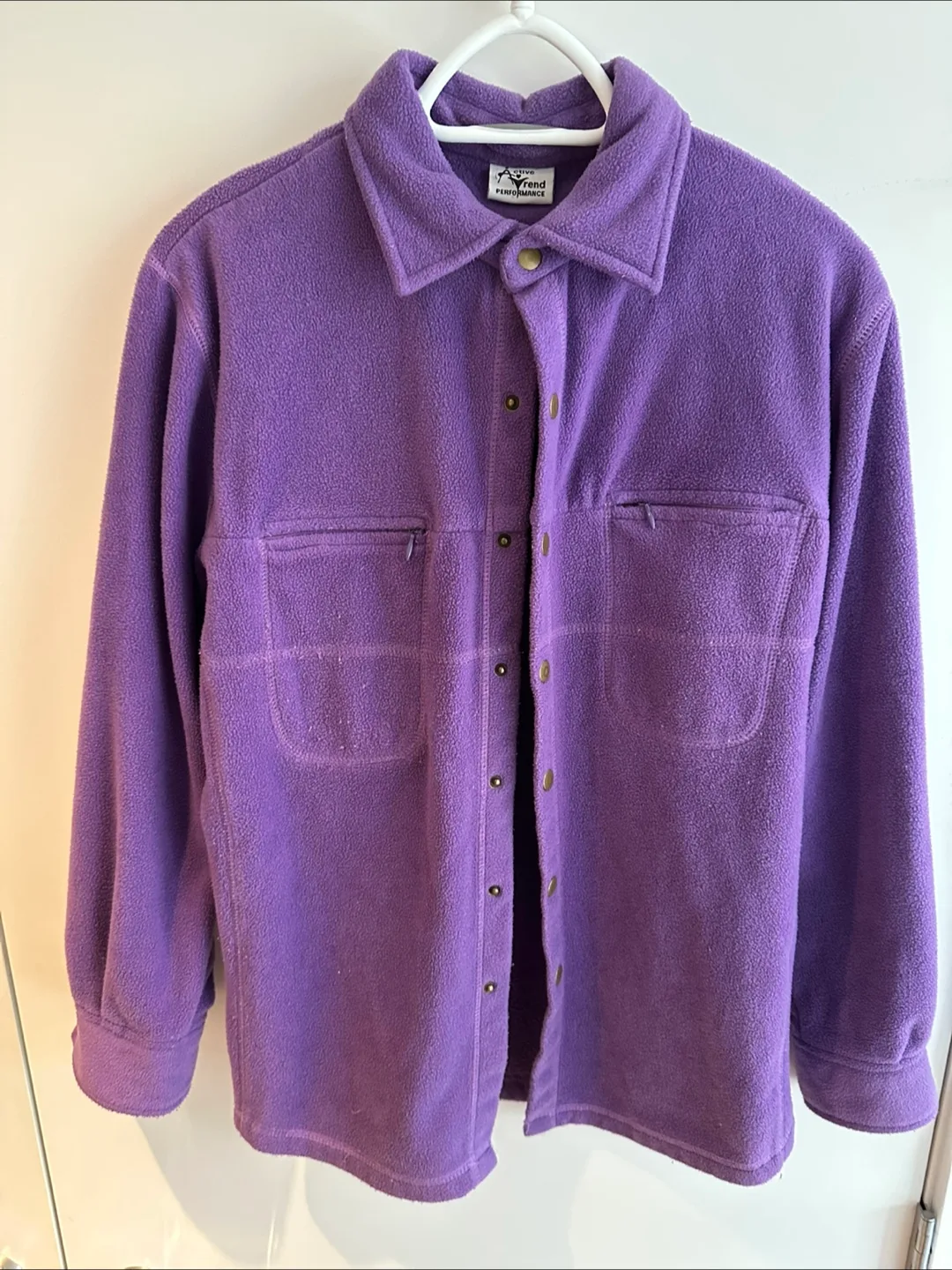 Purple button-up fleece jacket thumbnail