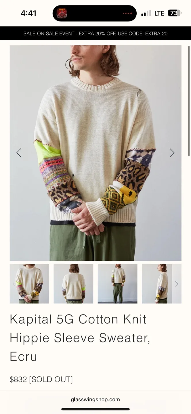 Kapital 5G Cotton Knit Hippie Sleeve Sweater image indicator(10)