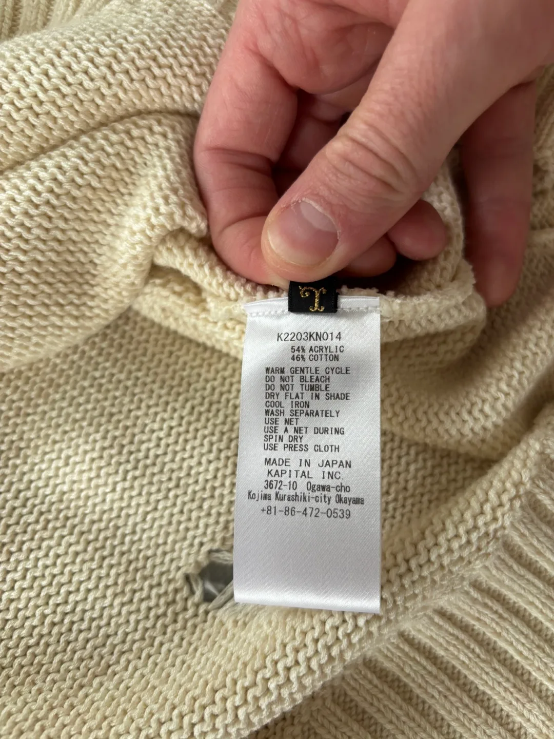 Kapital 5G Cotton Knit Hippie Sleeve Sweater image indicator(7)