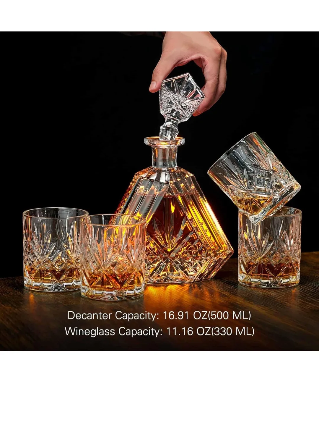 Crystal Whiskey Decanter Set - 500ml Decanter & 4 Glasses thumbnail