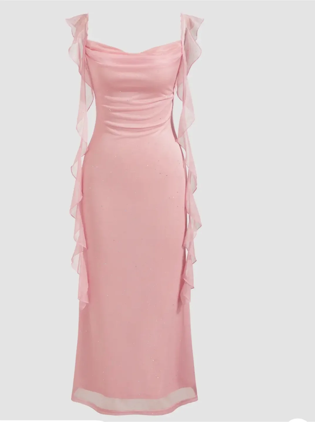 Pink Glitter Ruched Midi Dress thumbnail