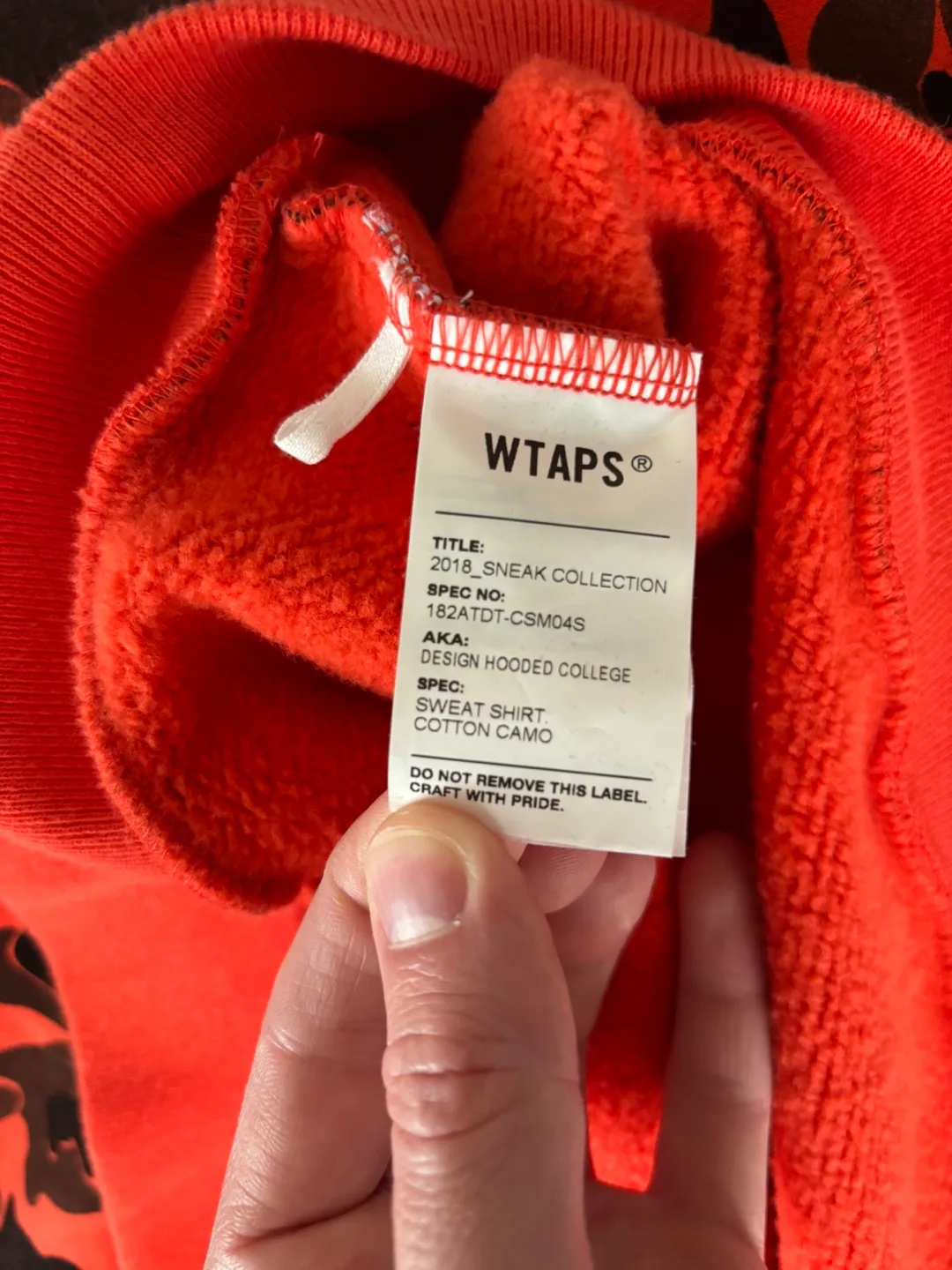 WTAPS 18AW Sweatshirt Cotton Camo Print Hoodie image indicator(4)