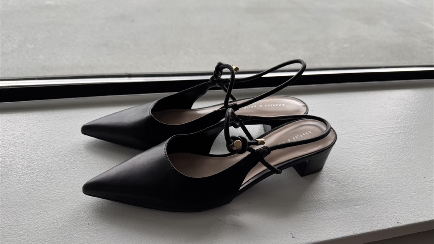 Charles & Keith Black Pointed Toe Heels
