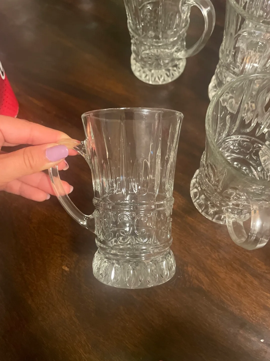 Set of Six Vintage Glass Mugs thumbnail