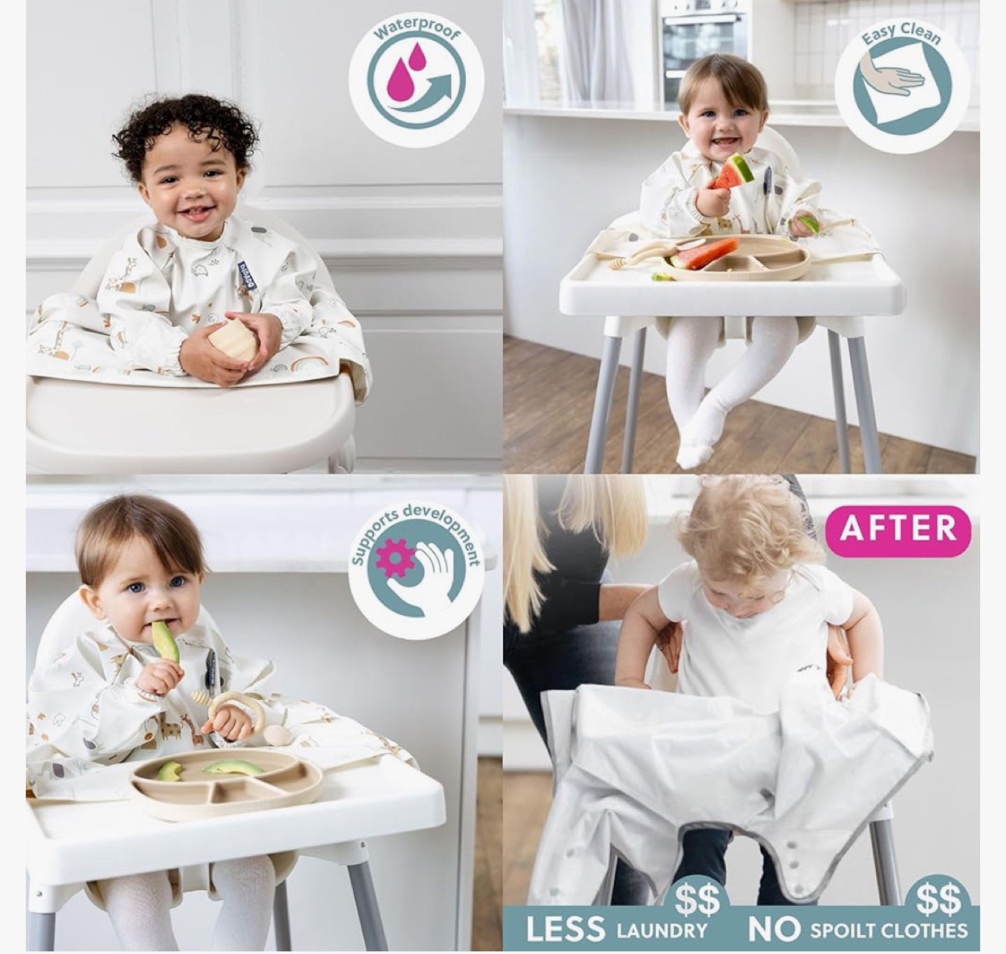 Bibado Toddler children Waterproof Feeding Apron Bib Smock - photo 5