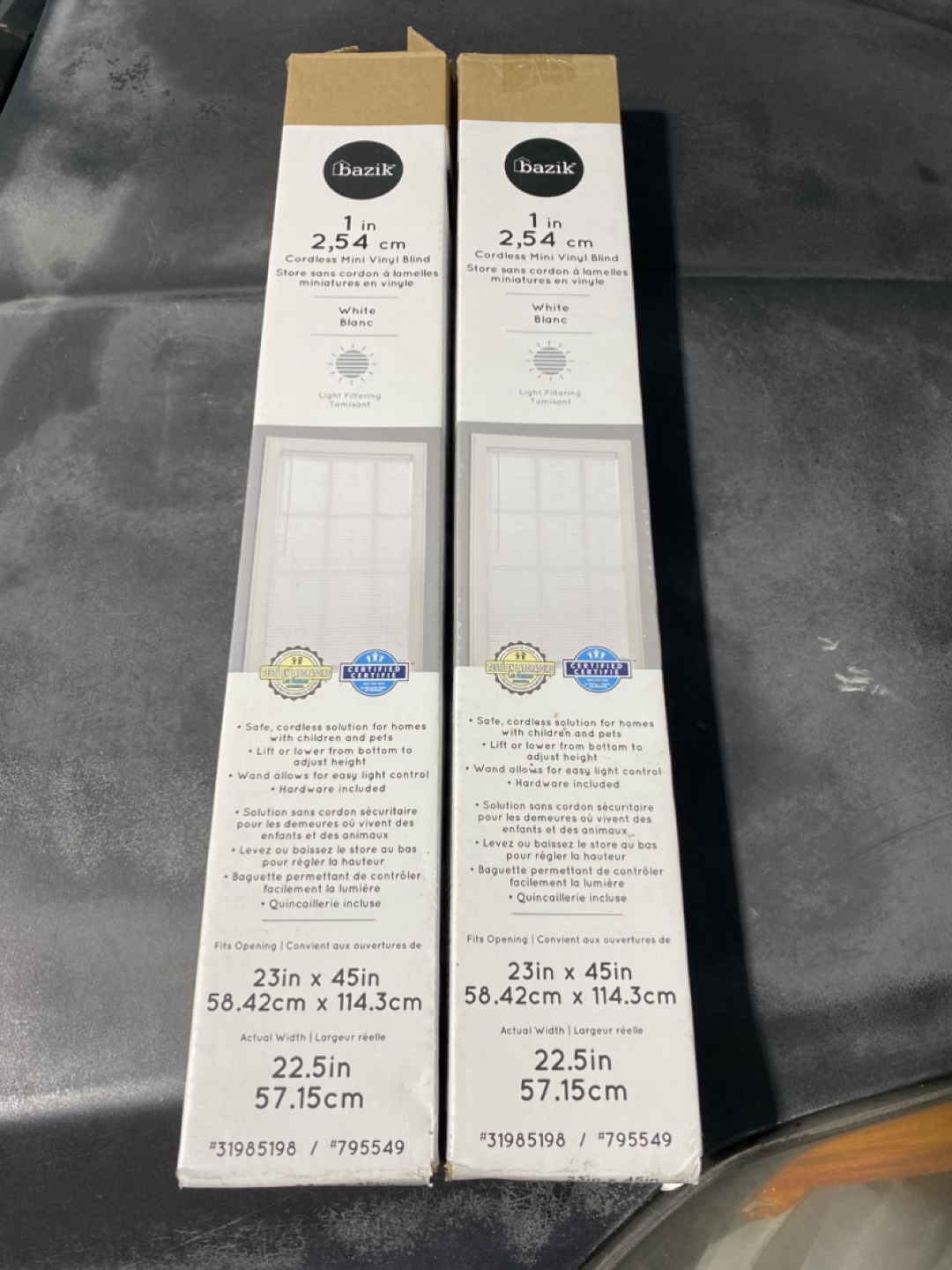 Bazik Cordless Mini Vinyl Blinds (2 Pack) brand new