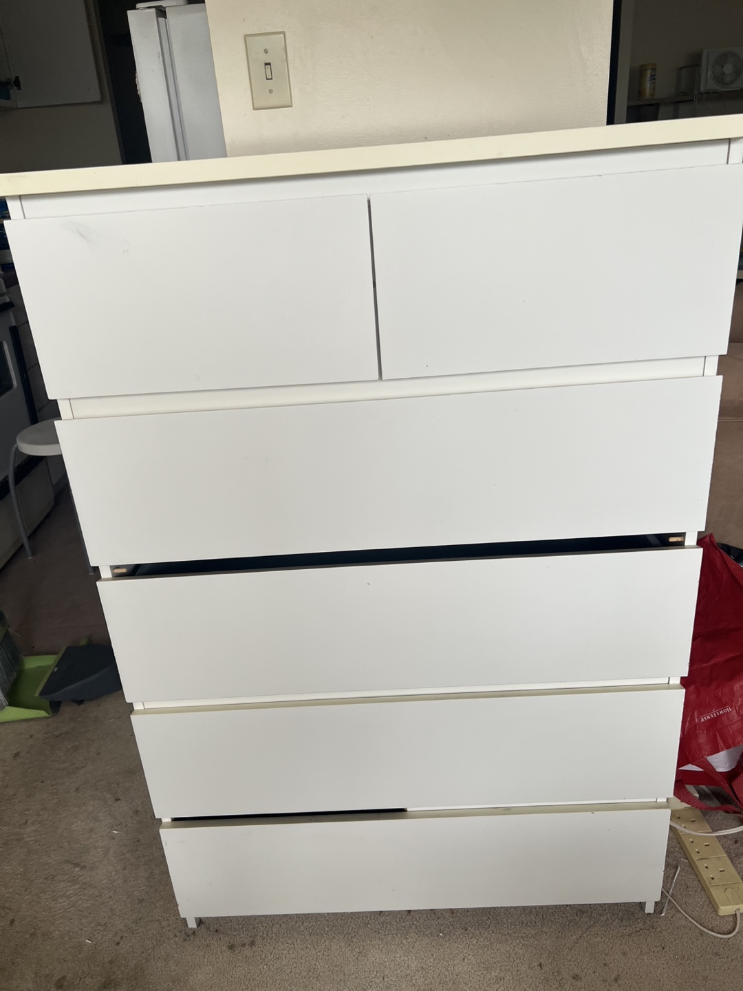 White Five-Drawer Chest of Drawers