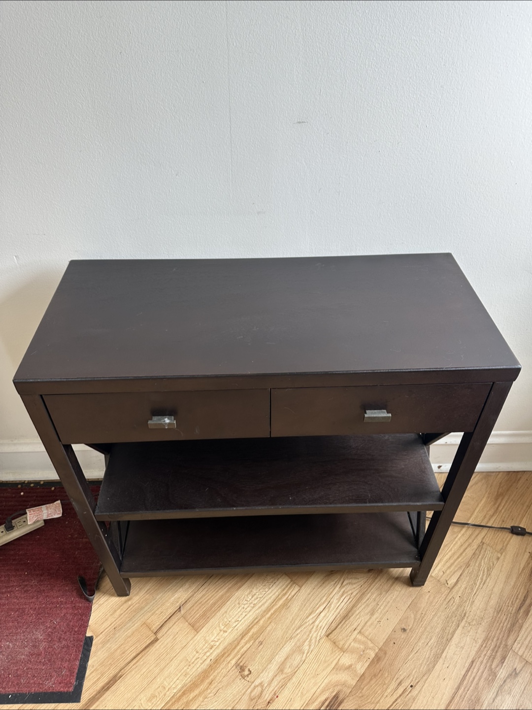 Dark Brown Console Table with Two Drawers - photo 2