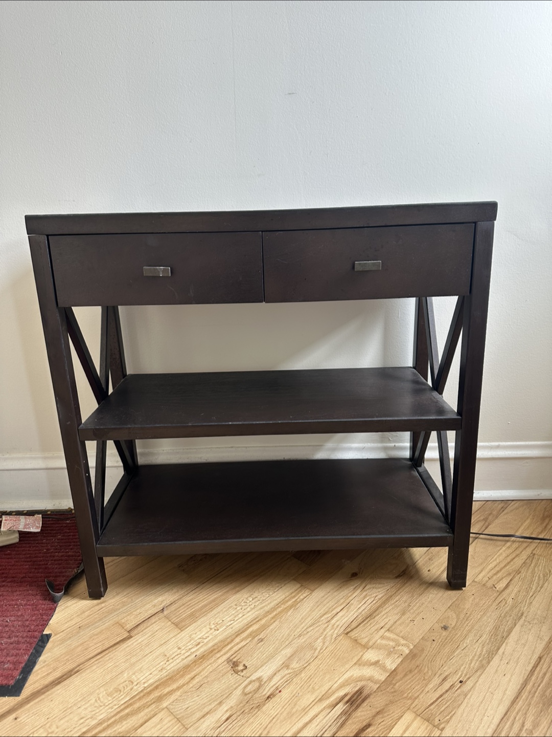 Dark Brown Console Table with Two Drawers