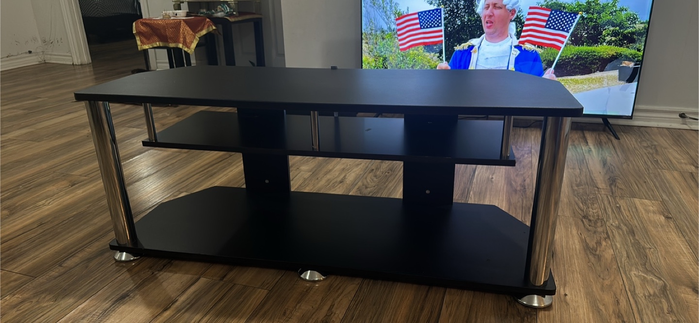 Black TV Stand with Chrome Legs