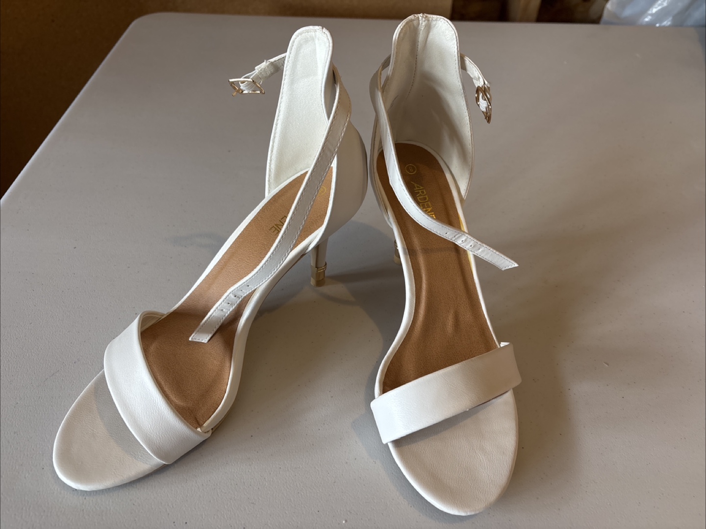 White Ankle Strap Heels - Size 8