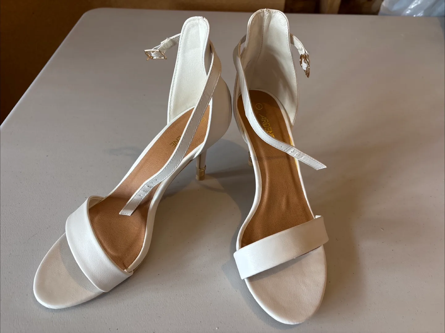 White Ankle Strap Heels - Size 8 thumbnail