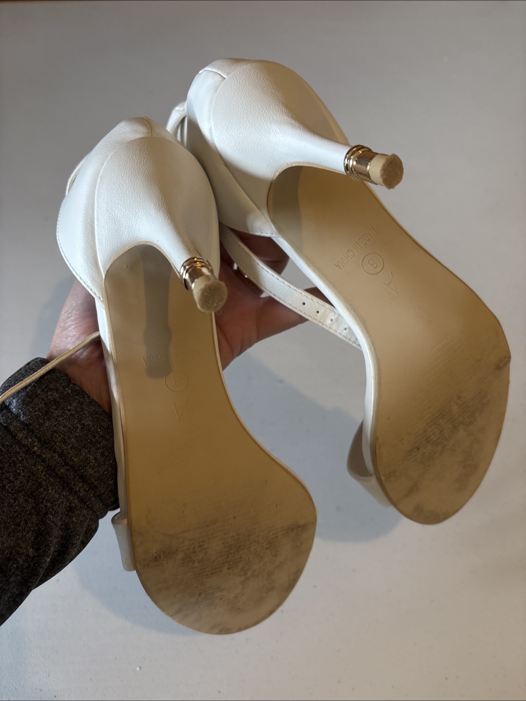 White Ankle Strap Heels - Size 8 - photo 3