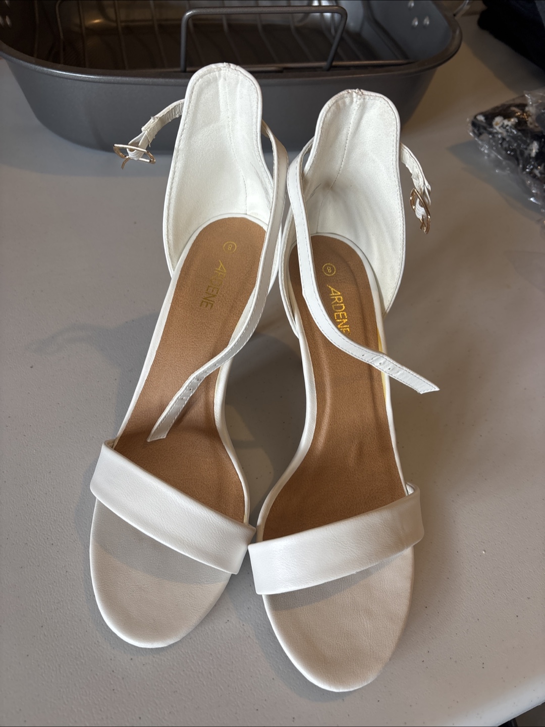 White Ankle Strap Heels - Size 8 - photo 2