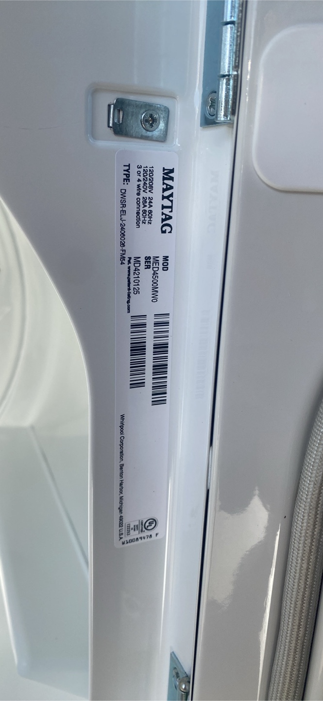 New Maytag 7 cu ft Electric Dryer - White - photo 4