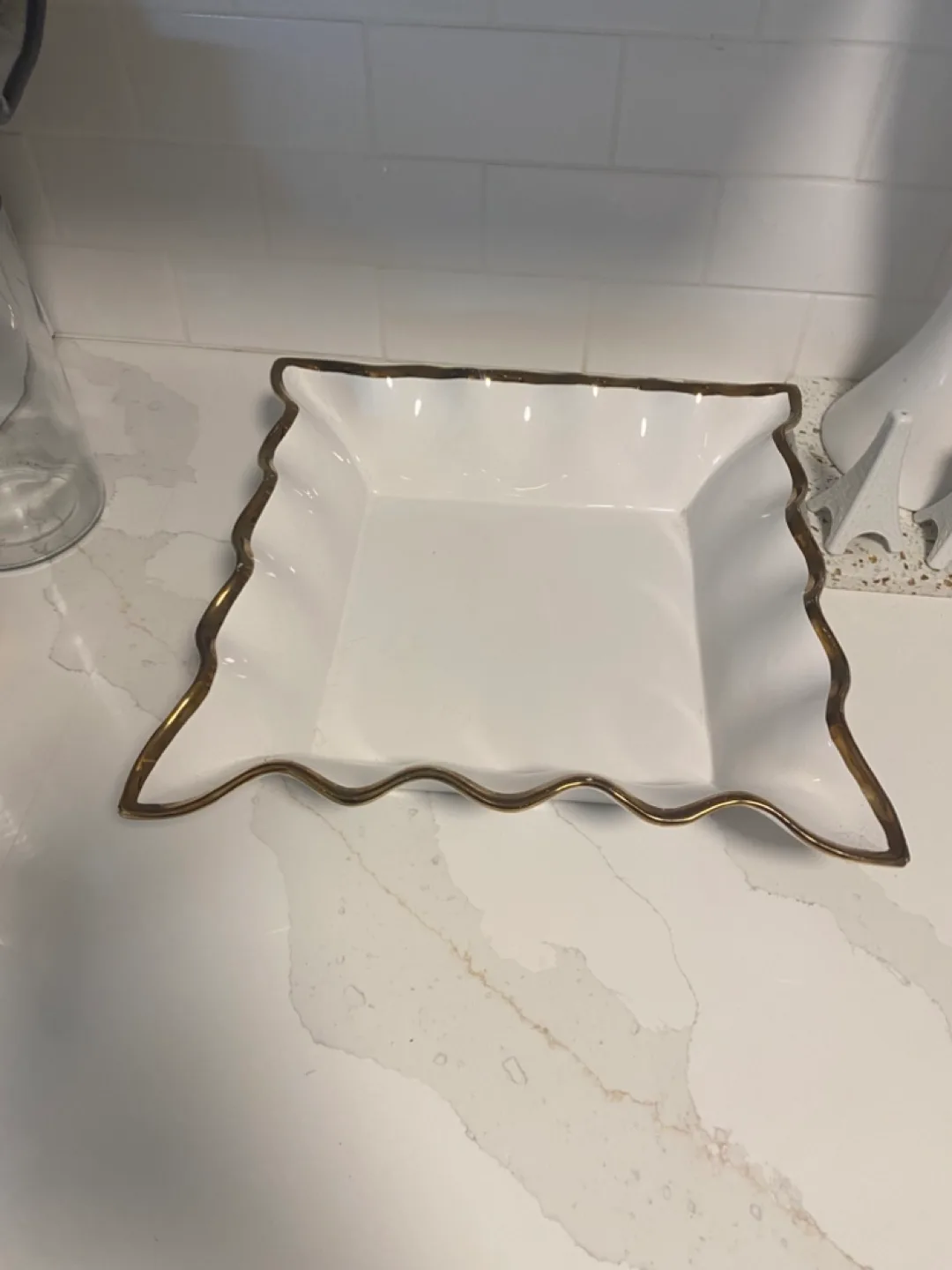 10 Strawberry Street White and Gold Serving Dish image indicator(2)