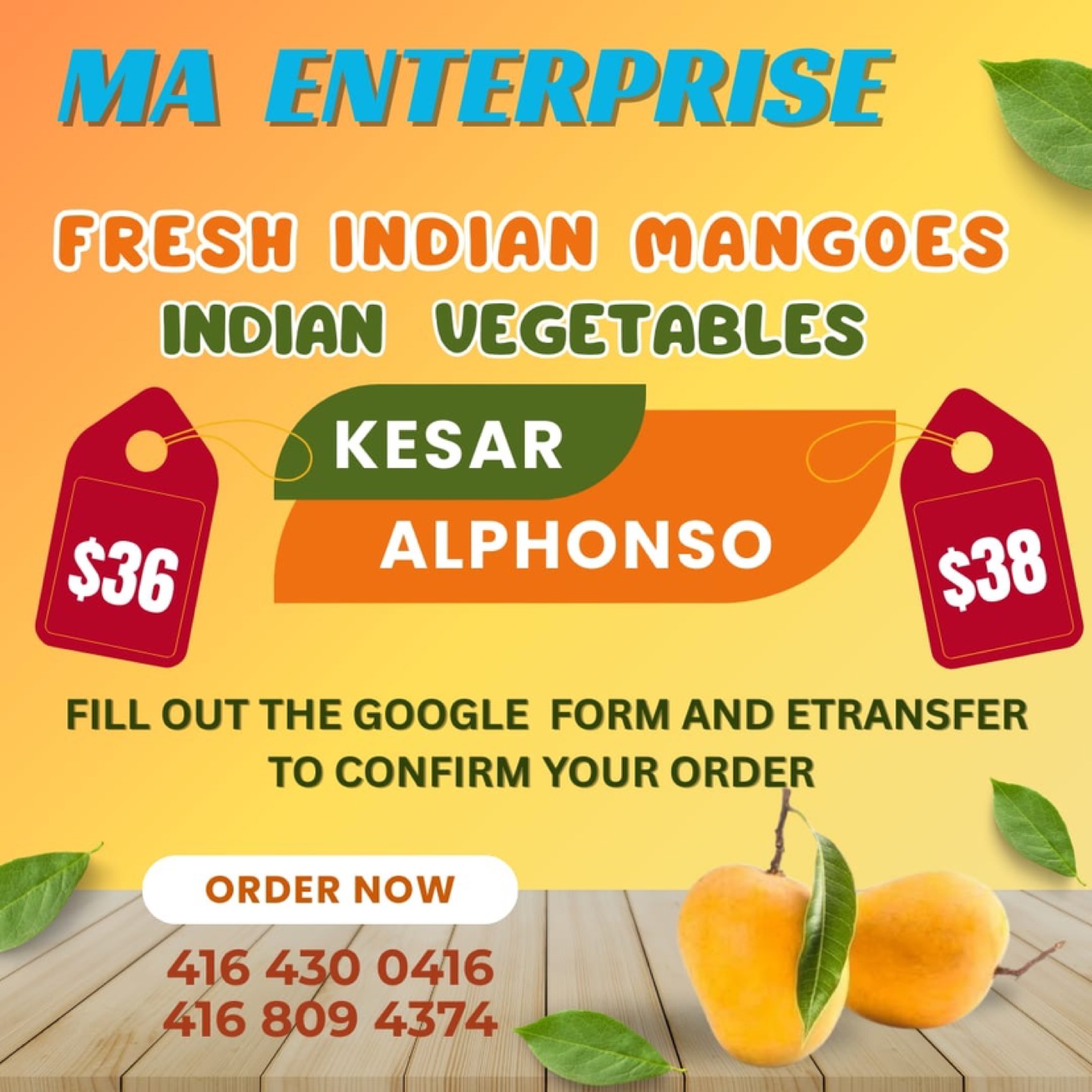 Fresh Indian Alphonso & Kesar Mangoes