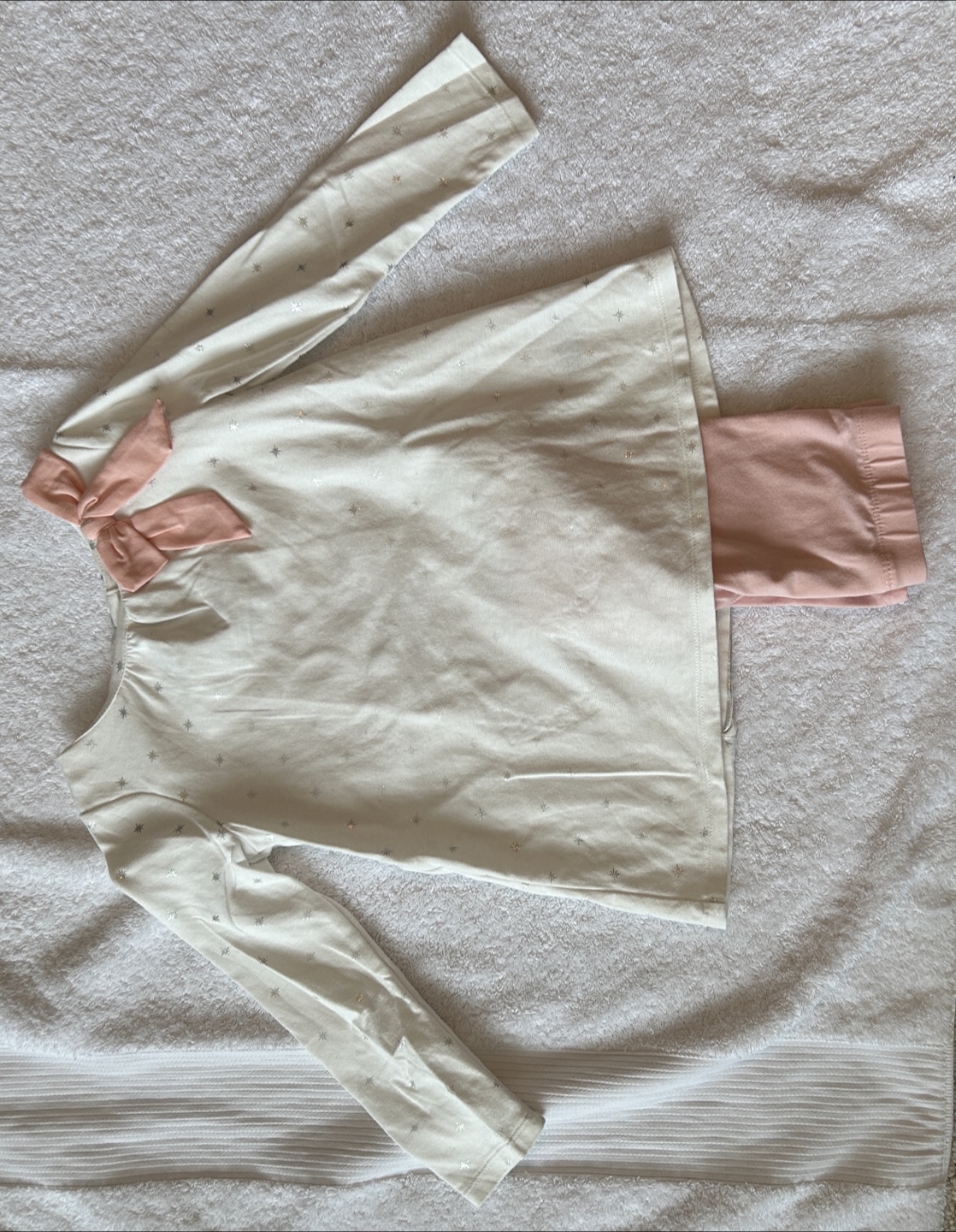 4T Girls' Cream Star Top & Leggings Set