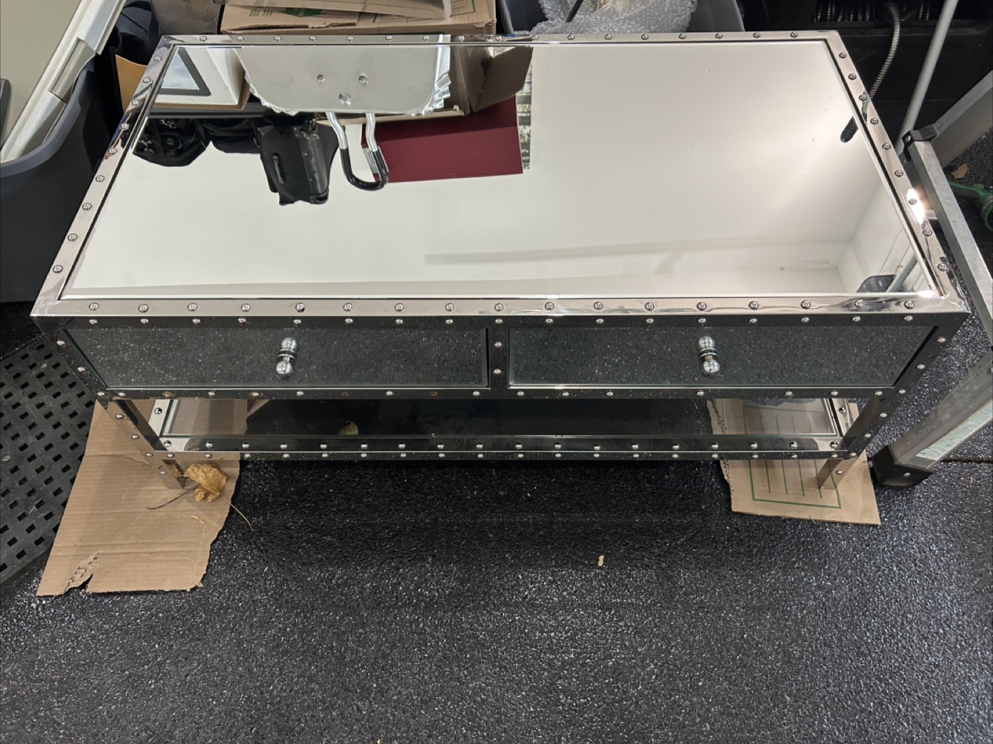 Mirrored Coffee Table with Two Drawers
