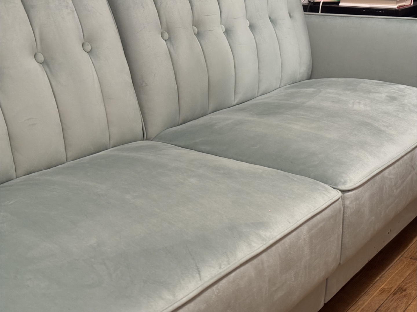 Light green Velvet convertible Sofa - photo 3