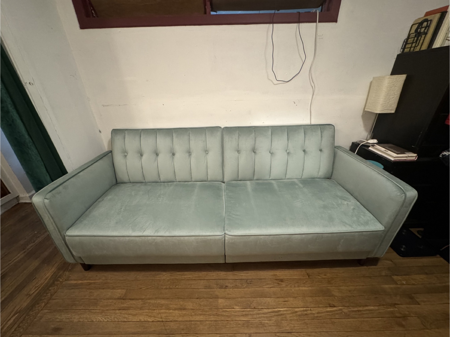 Light green Velvet convertible Sofa - photo 2