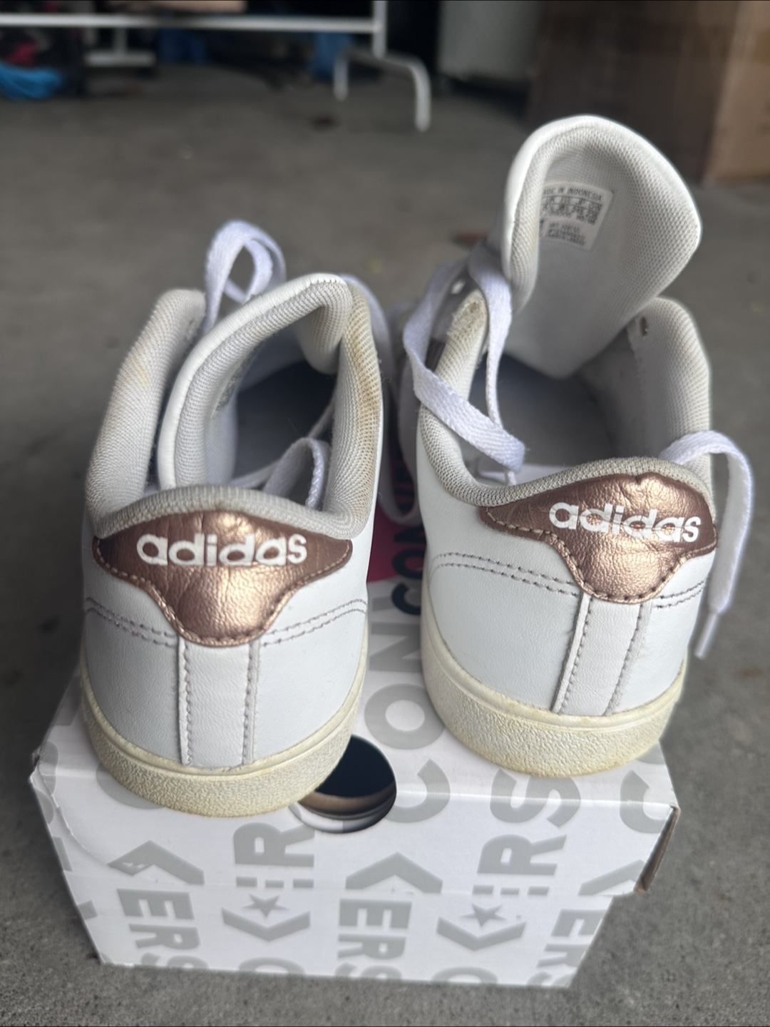 Adidas Women's White Rose Gold Sneakers
