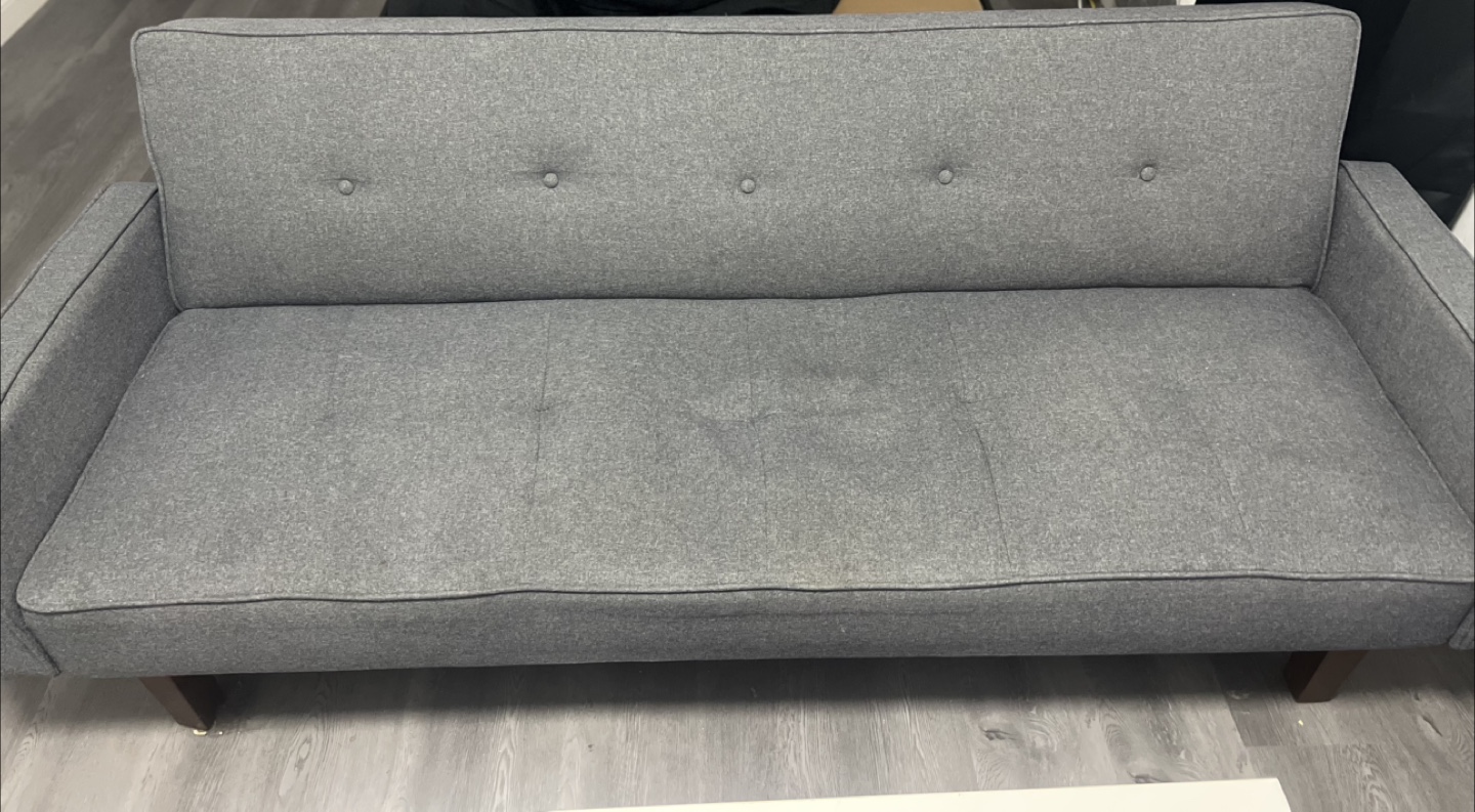 Grey Futon Sofa Bed and ottoman