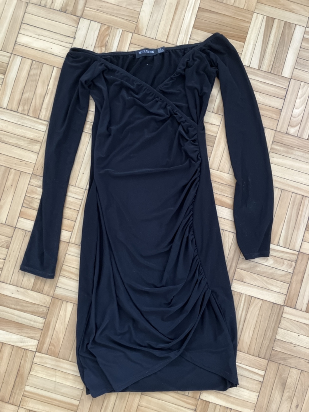 Black Ruched Mini Dress