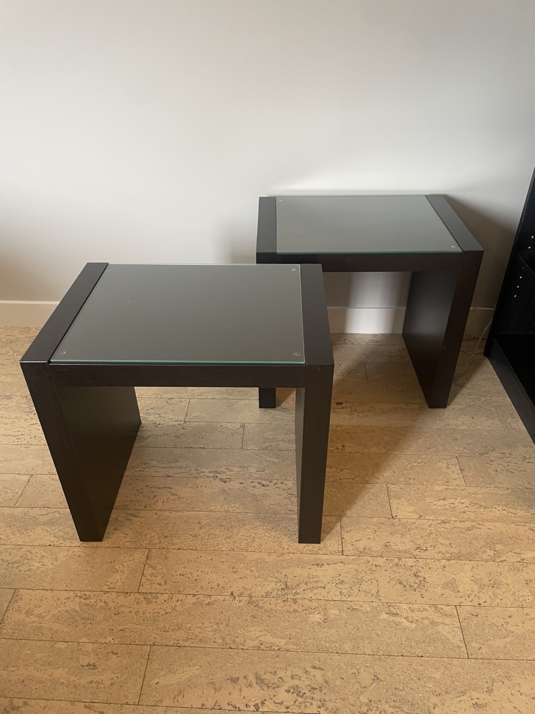 Pair of Chrome Table Lamps & Two End Tables