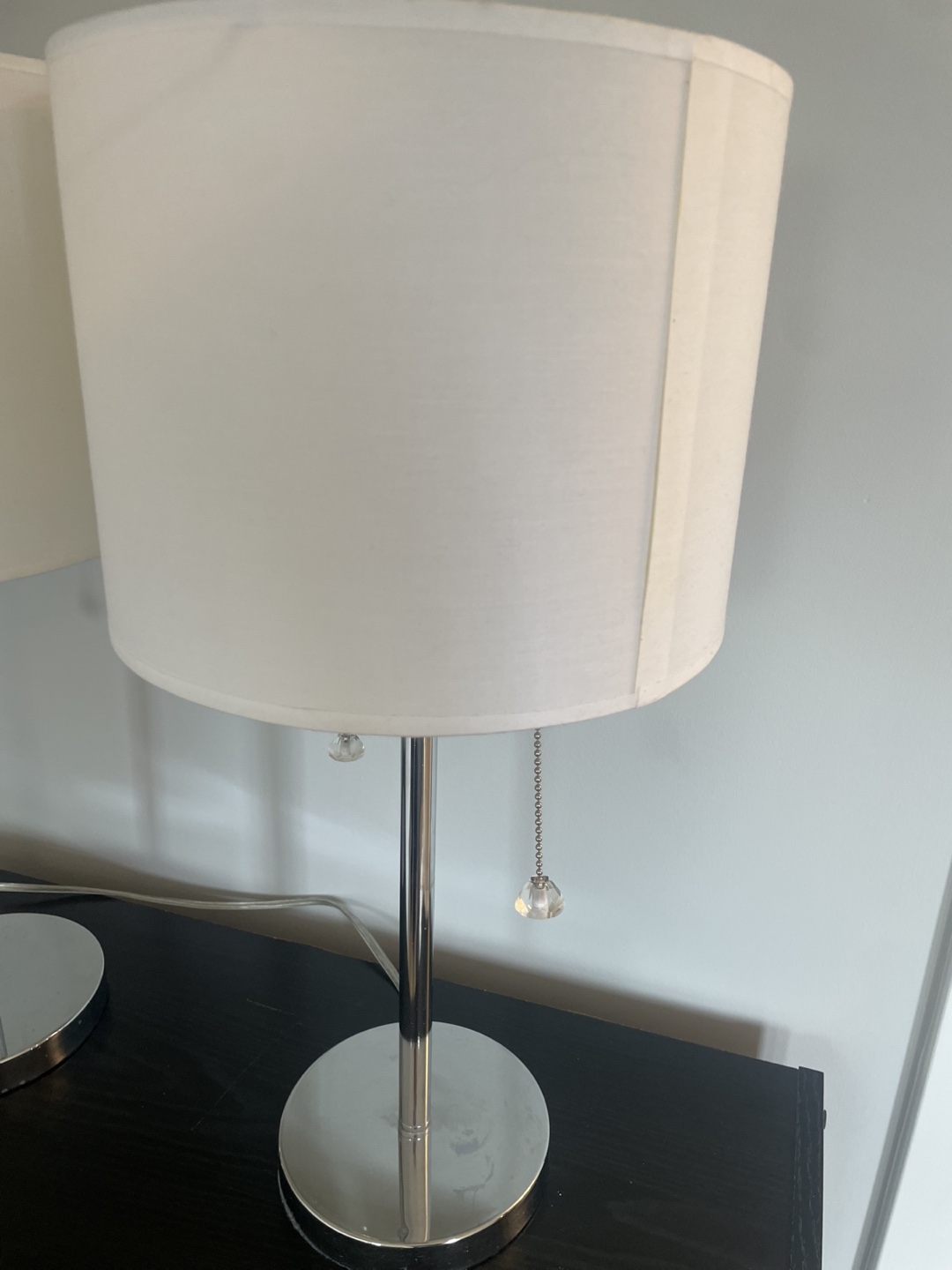 Pair of Chrome Table Lamps & Two End Tables - photo 5