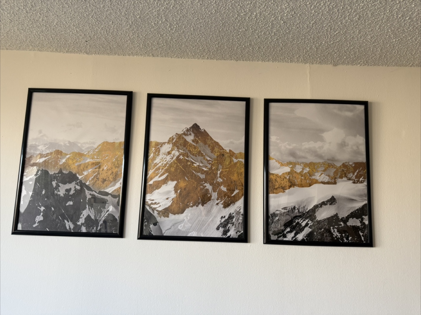 Set of Three Mountain Landscape Prints in Black Frames
